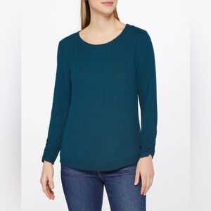 FORTUNE + IVY
Amalia Long Sleeve Knit Top size L teal green nwt